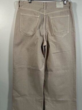 AGolde  Low Slung Baggy Beige Wide Leg Jeans - Neutral Back Pocket Detail